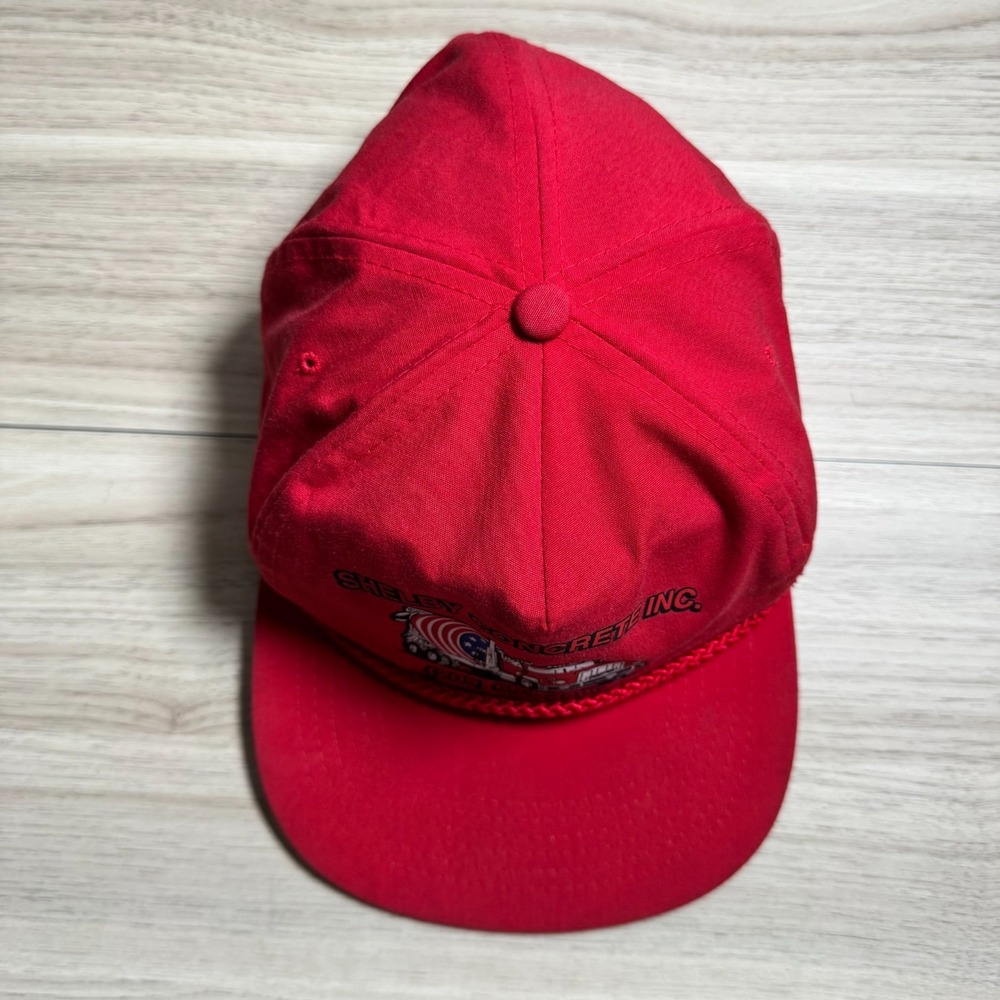 Unbranded Shelby‎ Concrete Inc Hat Mens OS Red Vintage Rope Snapback Trucker - Picture 2 of 4